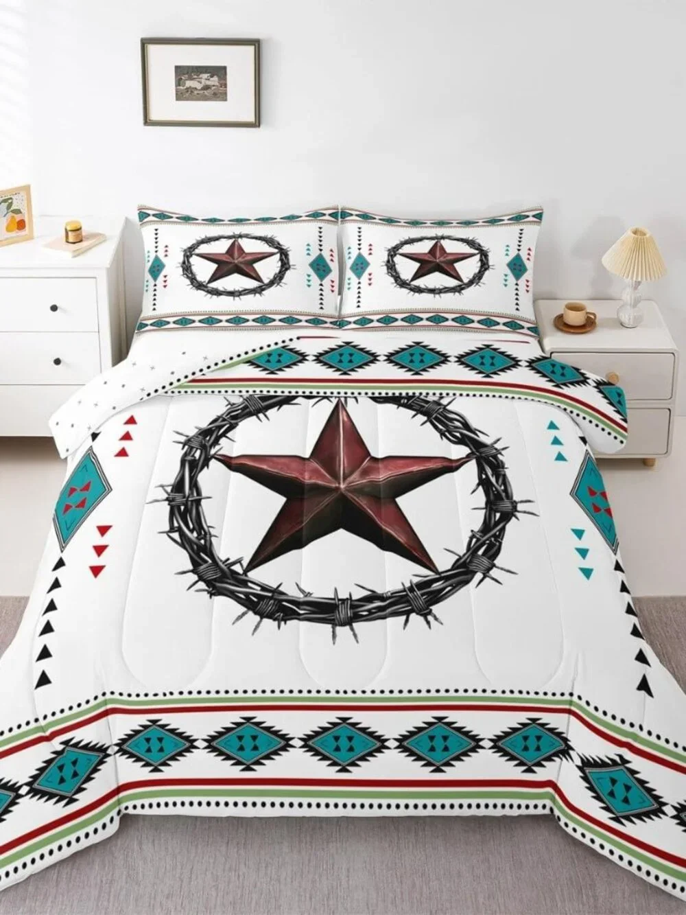 Western Decor King Comforter Set Boho Aztec Bedding Set for Kids Teens Adult Bed